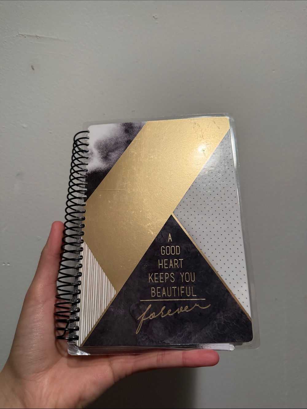 Geometric Spiral Notebook - "A Good Heart Keeps You Beautiful" Paper House